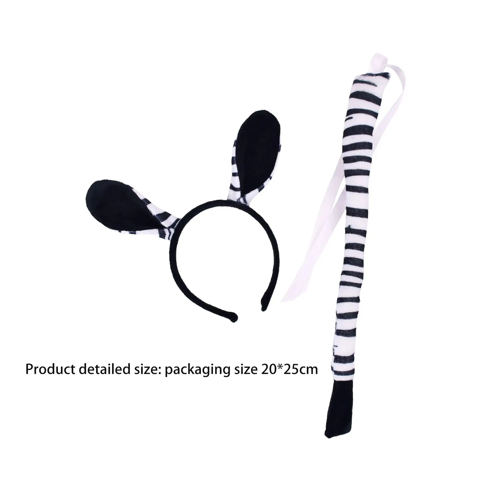 Zestaw uszu zebry i długiego ogona, akcesoria do kostiumu, opaska na głowę dla dzieci, motyw zwierzęcy.