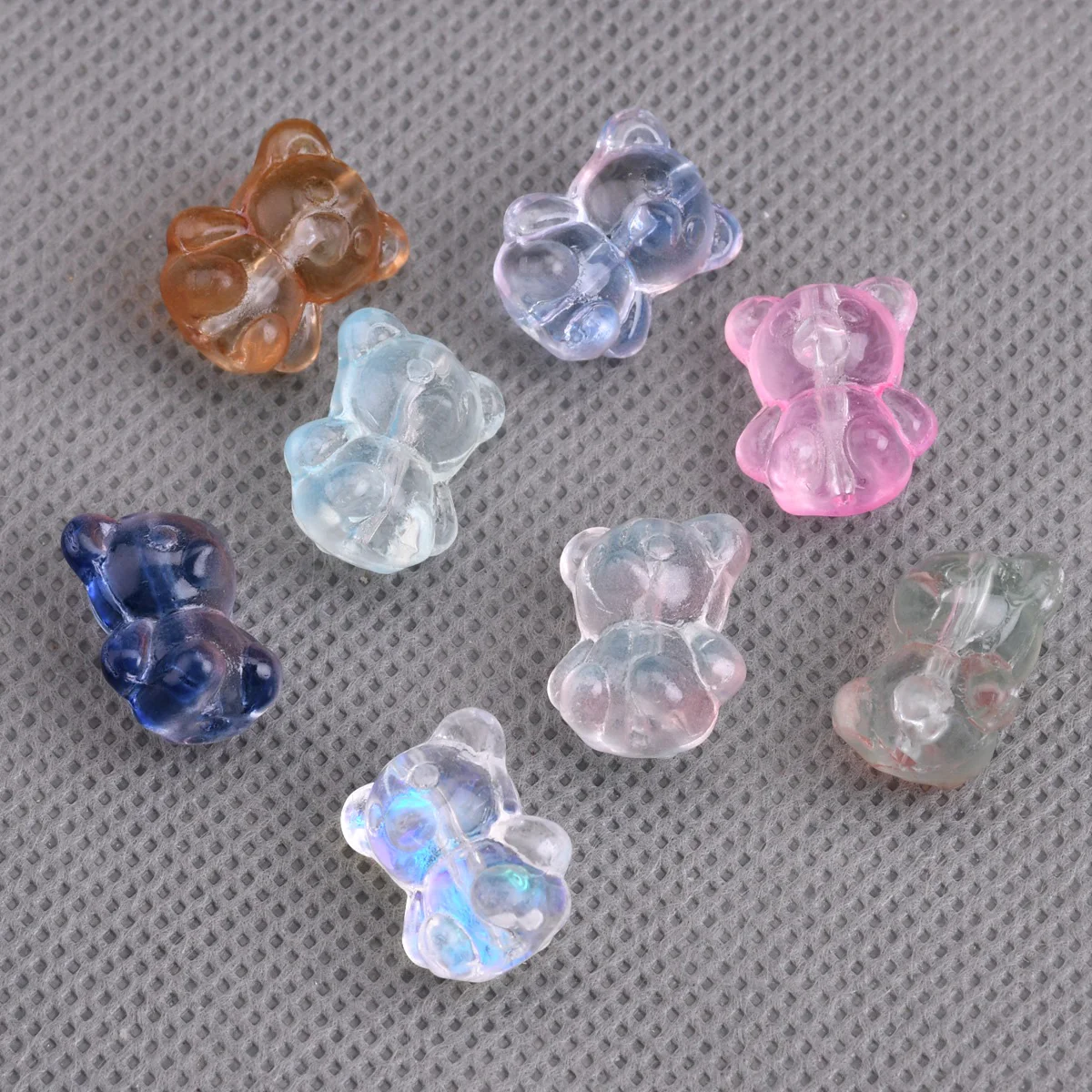 10pcs Bear Shape 16x13mm Colorful Handmade Lampwork Glass Loose Beads For Jewelry Making DIY Bracelet Crafts Findings