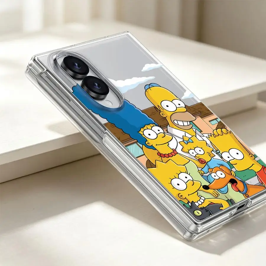 Cartoon Cute Simpson Case for Samsung Galaxy Z Fold 8 Ultra ZFold6 ZFold4 Z Fold 7 6 5 4 3 ZFold3 ZFold7 ZFold5 Transparent Soft