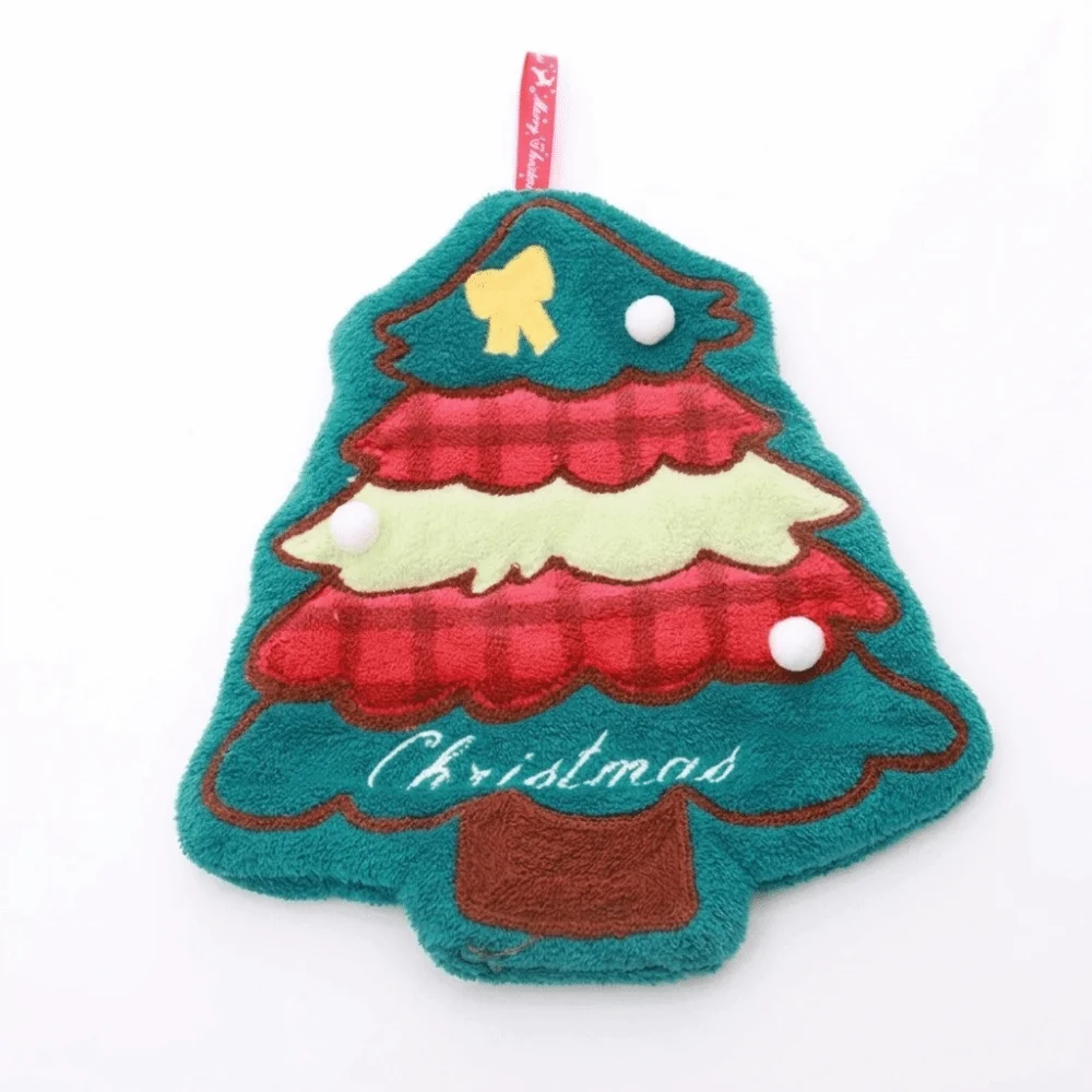 Practical Coral Velvet Coral Fleece Hand Towels Soft Polyester Hanging Bathroom Towel Super Absorbent Snowman Dish Towel Kitchen