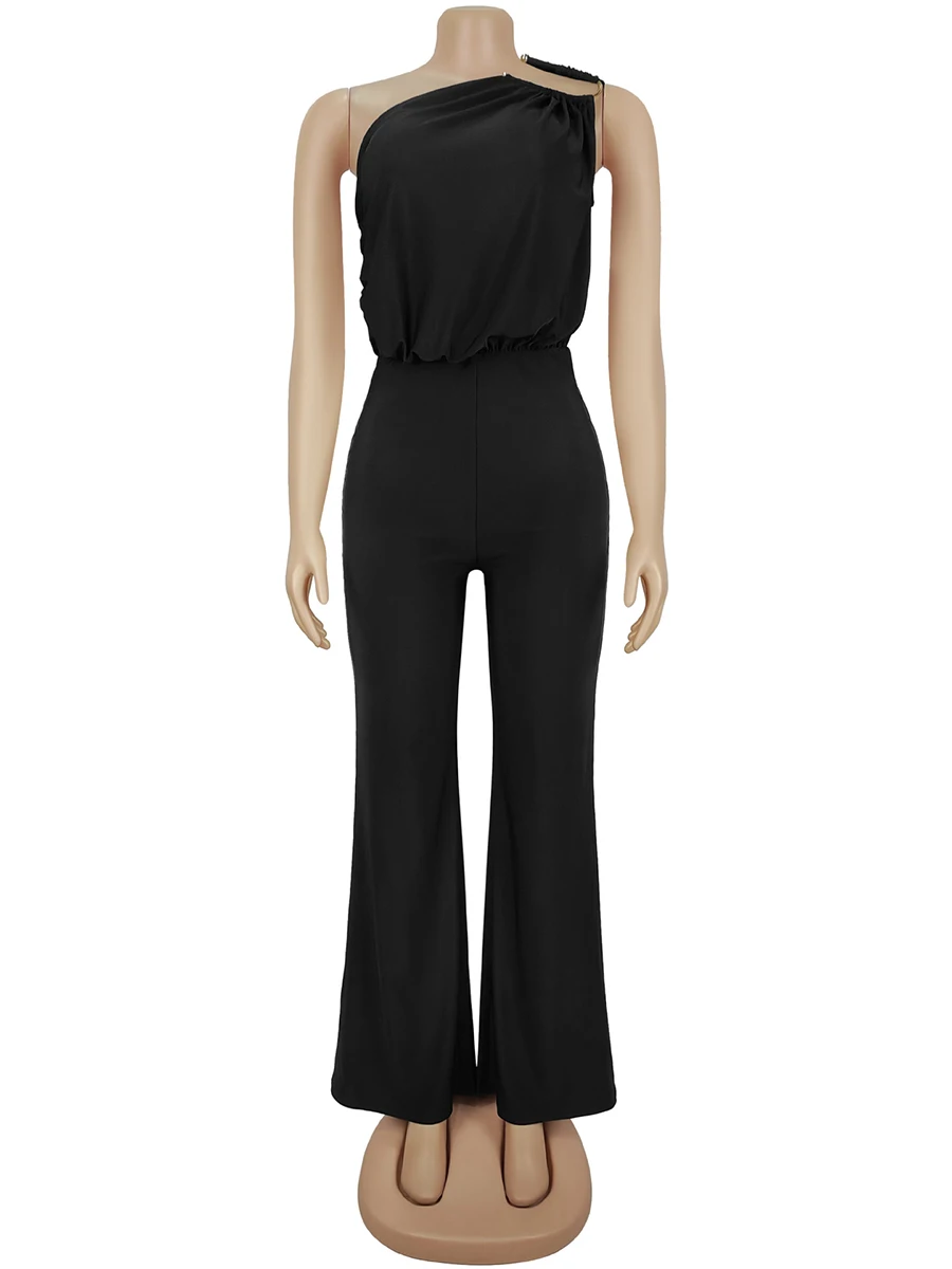 ZIML بدلة قفز متينة للتخسيس غير رسمية للنساء بياقة قطرية بدون أكمام سراويل عالية الخصر بدلة خريف أنيقة للسيدات