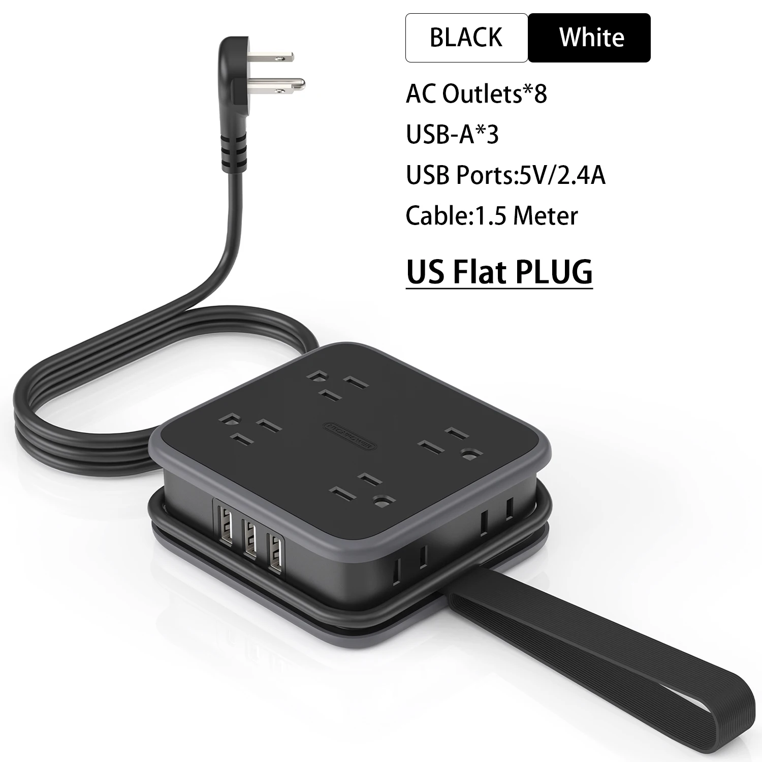 

NTONPOWER US Plug Power Strip 8 AC Outlets 3 USB Ports Extension Cord Smart USB Charger Network filter socket extension
