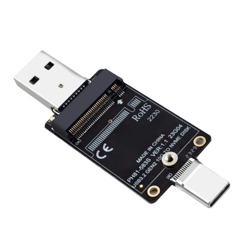 M.2 Disk Adapter With USB A And USB C Connection 10Gbps Fast For Computer