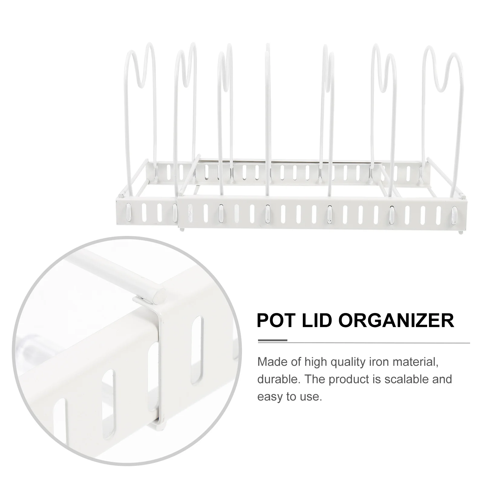 

Adjustable Expandable Pot Lid Holder Iron Utensils Organizer Kitchen Storage Rack For Pots Metal Pot Cover Stand