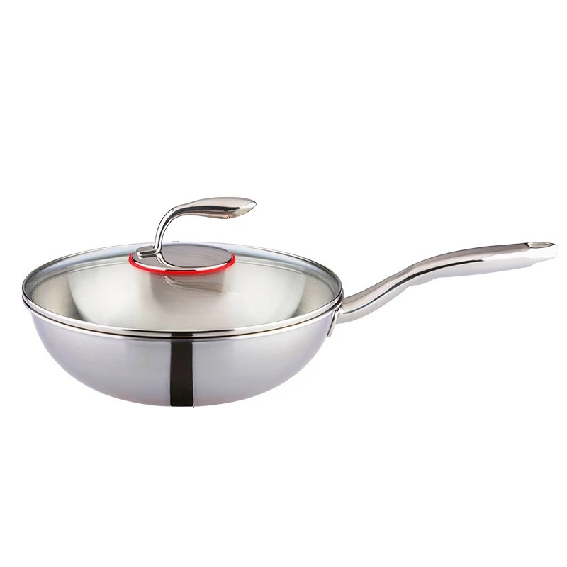 

304 stainless steel wok, gas induction cooker, universal uncoated single handle non-stick wok, non-stick