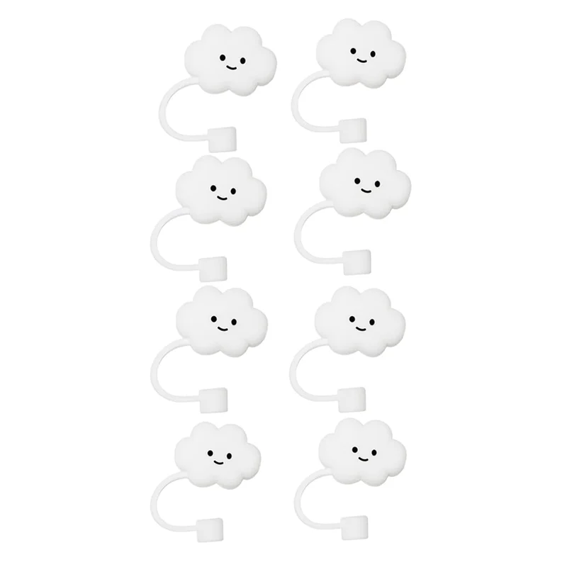 

ABSS-8Pcs Cute Straw Tip Cover Cap Cup Dust-Proof Straw Cap Reusable Silicone Straw Protectors For 0.4 Inch Straws