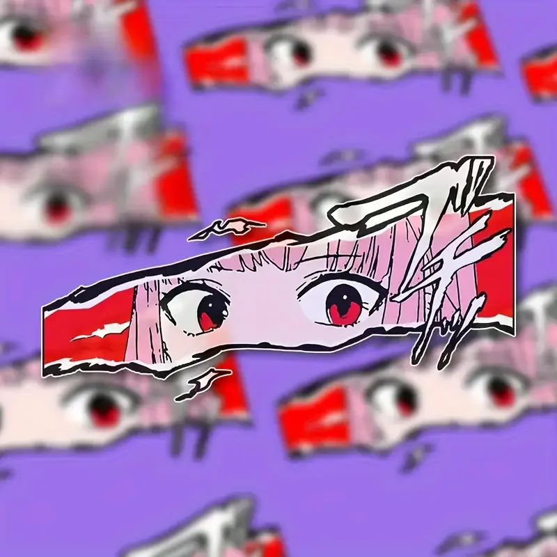 

Red Eyed Girl, Expressive, Scratch Resistant Vinyl Sticker, Easy to Paste Anime Motorcycle Windshield Decal -