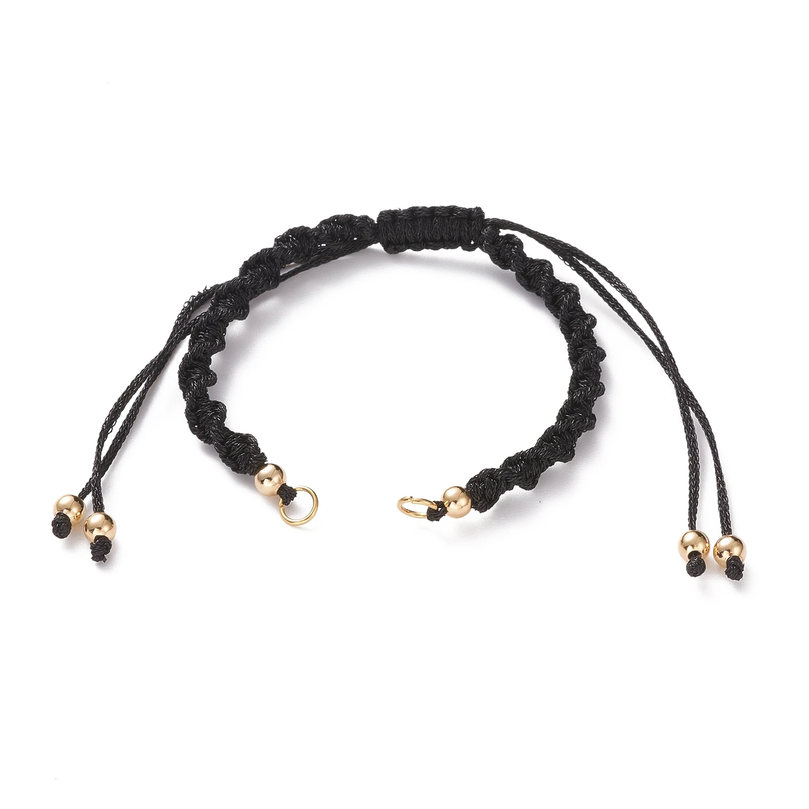 15pcs Braided Cord Bracelet Adjustable Polyester Twist Knitting Thread with Golden Bead Spacer Jump Ring for DIY Jewelry Making