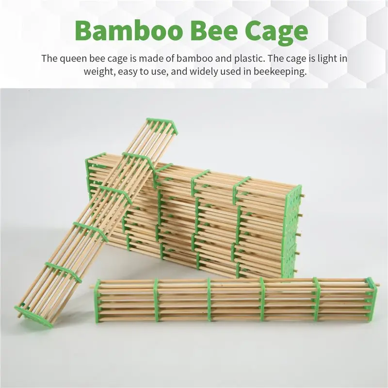 ABGE-20 Packs Of Extended Queen Bee Cage Queen Bee Isolation Transport Cage Beekeeping Tools Bamboo Tools
