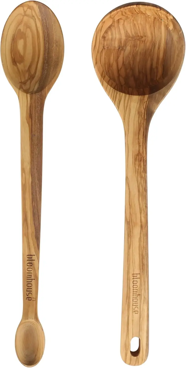 

- Two Time Oprah's Favorite Things Winner - Italian Olive Wood 2-Piece Kitchen Utensil Set – Extra-Large 14-Inch Ladle