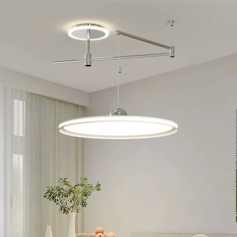 French Rocker Arm Flying Saucer Restaurant Pendant Light Dining Table Kitchen Island Bar Modern Designer Movable Hanging Lamps