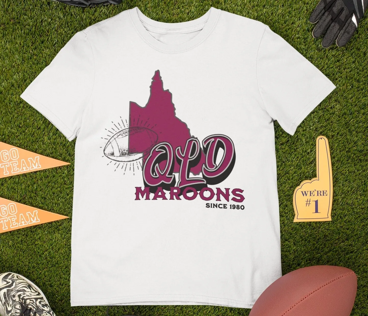 State Of Origin Qld Maroons Supporter T Shirt Nrl Queensland Nsw Blues Vintage Footy Fan Go The