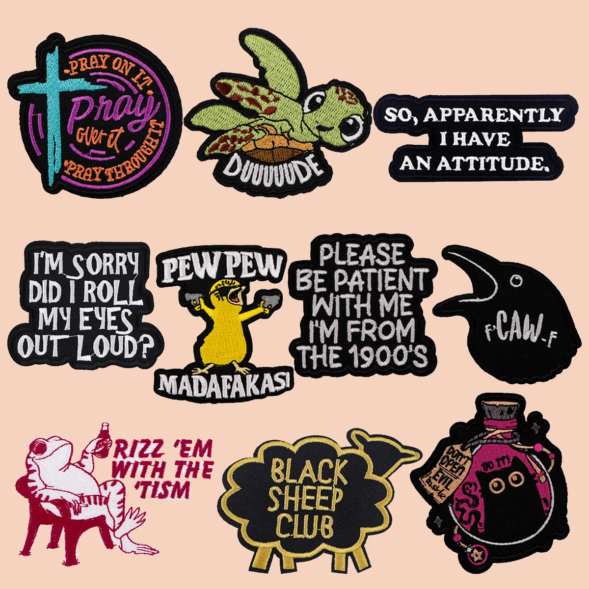 

Mix 10pcs/set Black Cat Potion Embroidered Patch Sea Turtle Patches For Clothing DIY Patch Jackets Sew Stickers Gifts for Frirnd