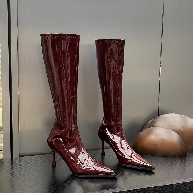 

Sexy High Boots Women High Heels Pointed Toe Shoes Luxury New Winter 2025 Fashion Party Motorcycle Boots Brand Pumps Mujer Botas