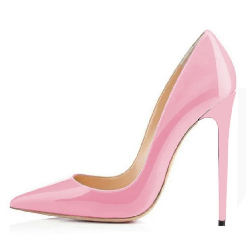 DIZHUANG shoes Fashionable women's high heels. About 12cm heel height. Pointed toe pumps. Pink shallow mouth shoes. Fashion show