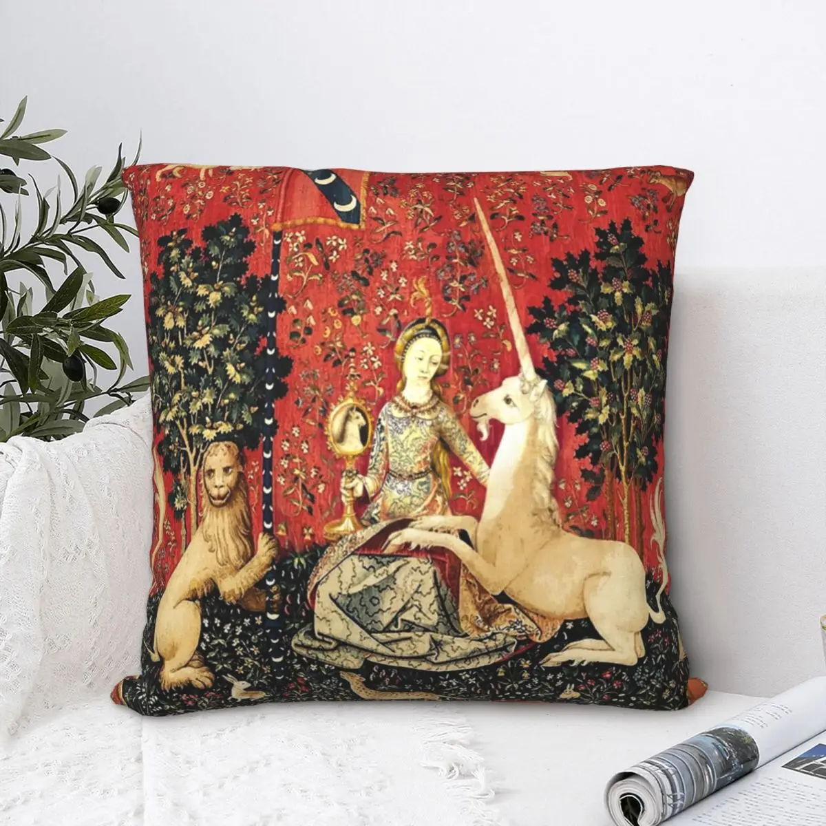 The Lady And The Unicorn Sight Pillowcases Sofa Retro Medieval Renaissance Cushion Cover Creative Pillowcase 40*40