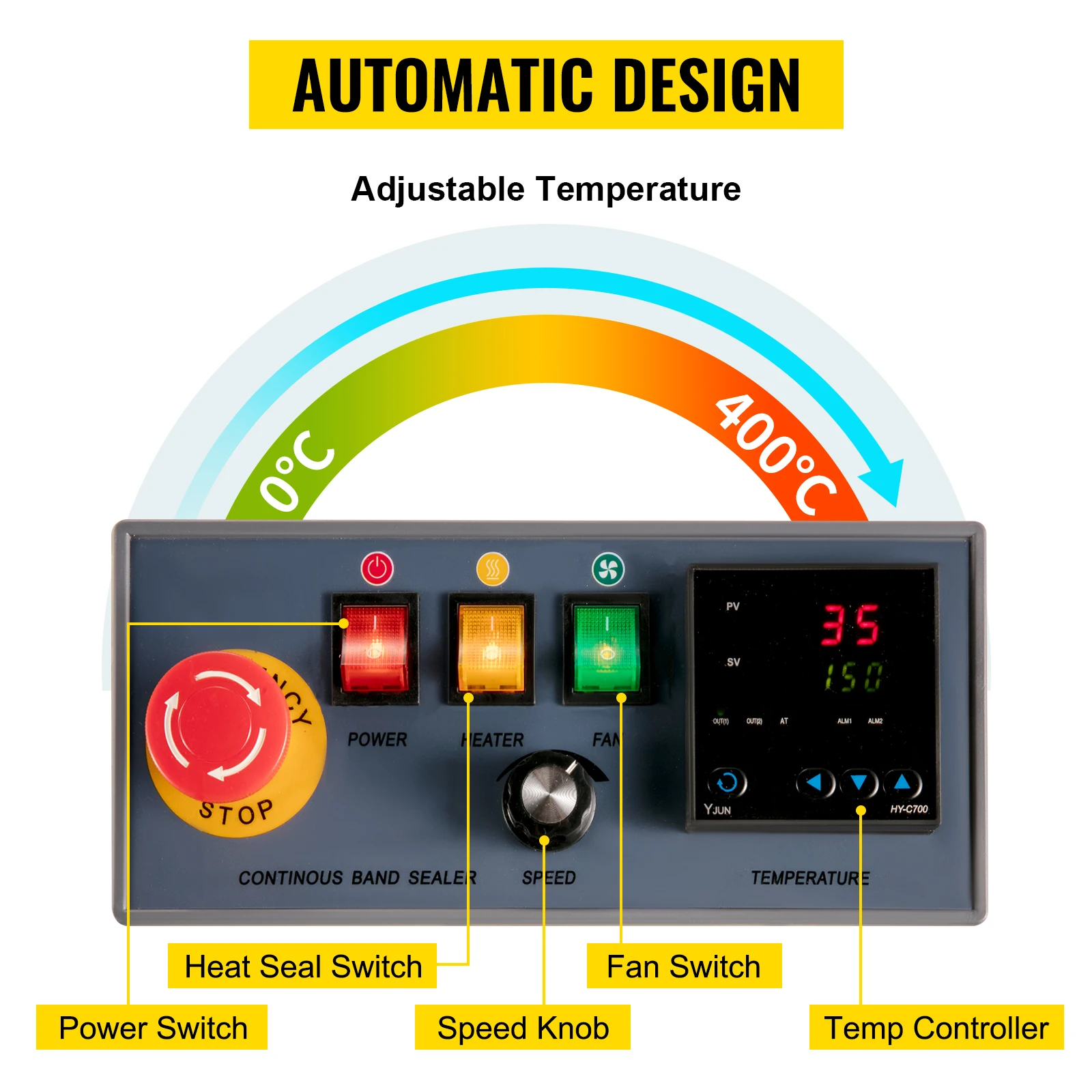 FR-770 Continuous Band Sealer Vertical Bag Sealing Machine with Digital Temperature Control Printing Function With Counter