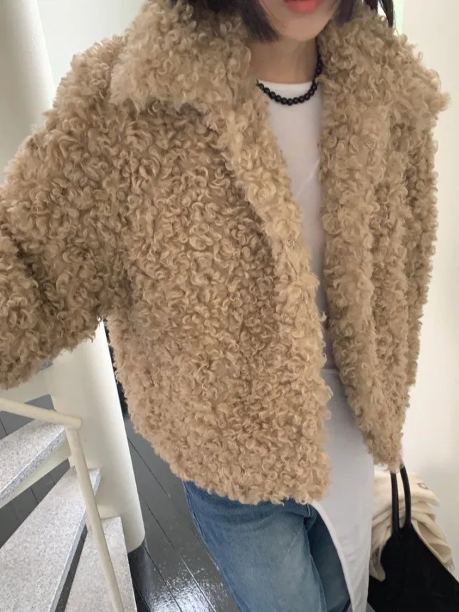 معطف شتوي دافئ من الفرو الصناعي للنساء أنيق جديد أنيق متعدد الاستخدامات ذو ملمس راقي ملابس خارجية عصرية من ألياف البوليستر