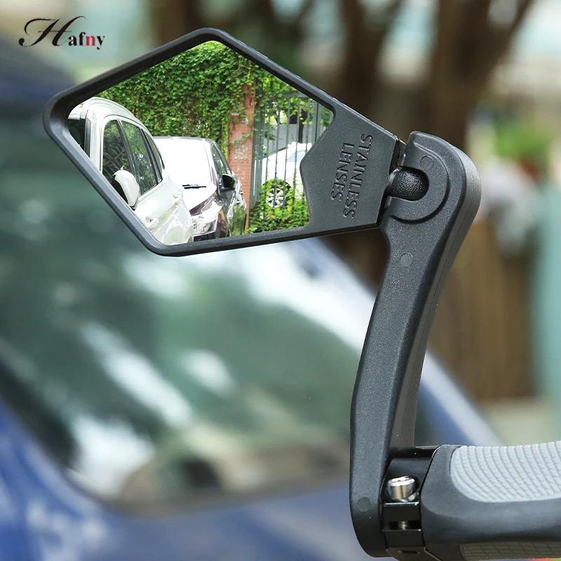 Hafny 1PCS Bike Mirror Handlebar End Rear View Mirror 360° Rotatable Adjustable Range Back Sight Reflector Cycling Mirrors