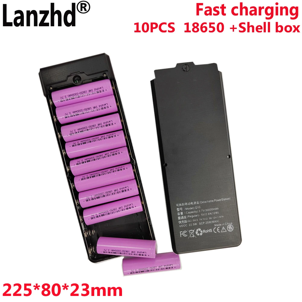 

10 pcs 18650+bank housing battery box For mobile power sleeve charging Removable weld-free 3300mAh Output 5V