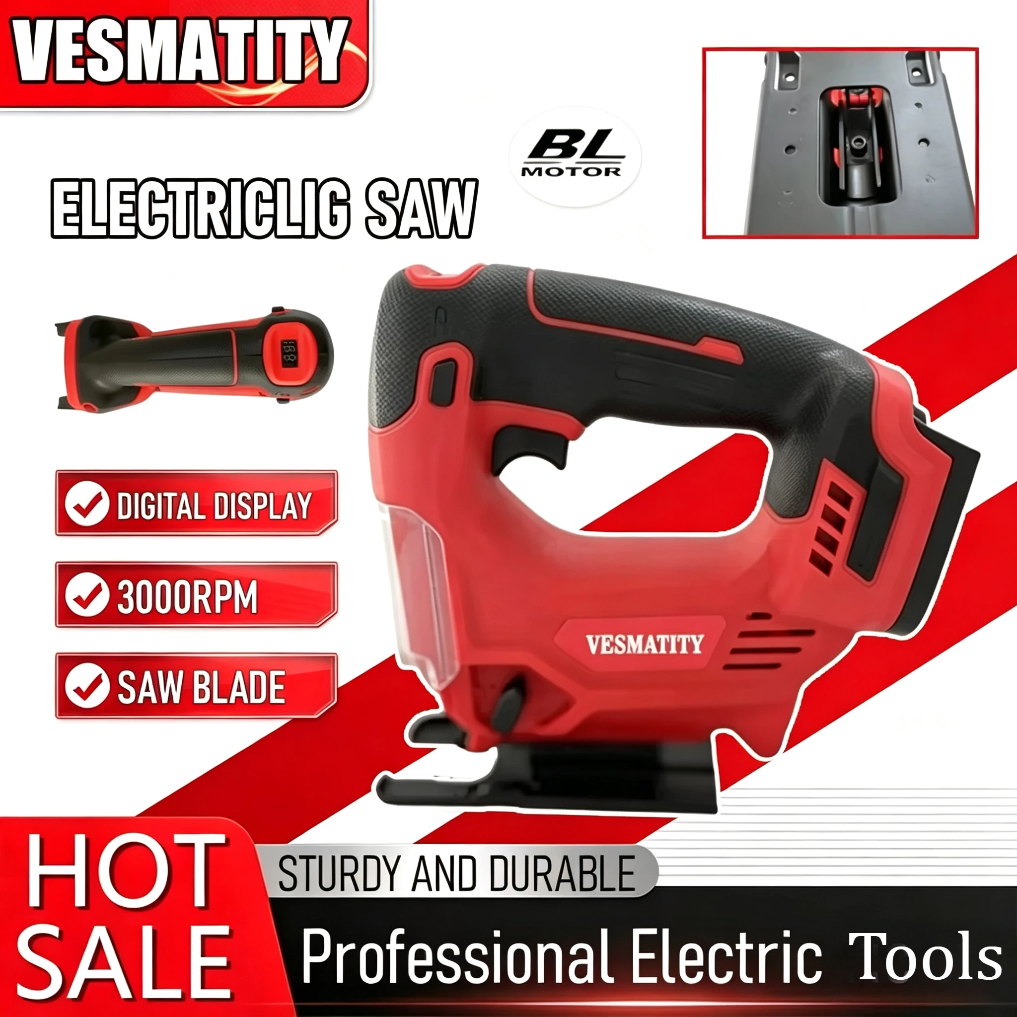 Cordless Portable Electric Jig Saw Portable Multi-Function Saw Vertical Wood Power Tool For 18V Battery Professional‑grade