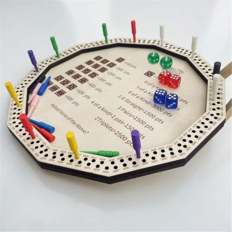 

Portable Wooden Play Tray Family Dices Game for Board Activity Enthusiasts 4XBB
