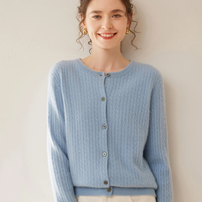 

Женская одежда, кашемировый свитер, кардиган, зимний вязаный свитер с круглым вырезом, уютные мягкие теплые осенние топы, повседневная свободная верхняя одежда