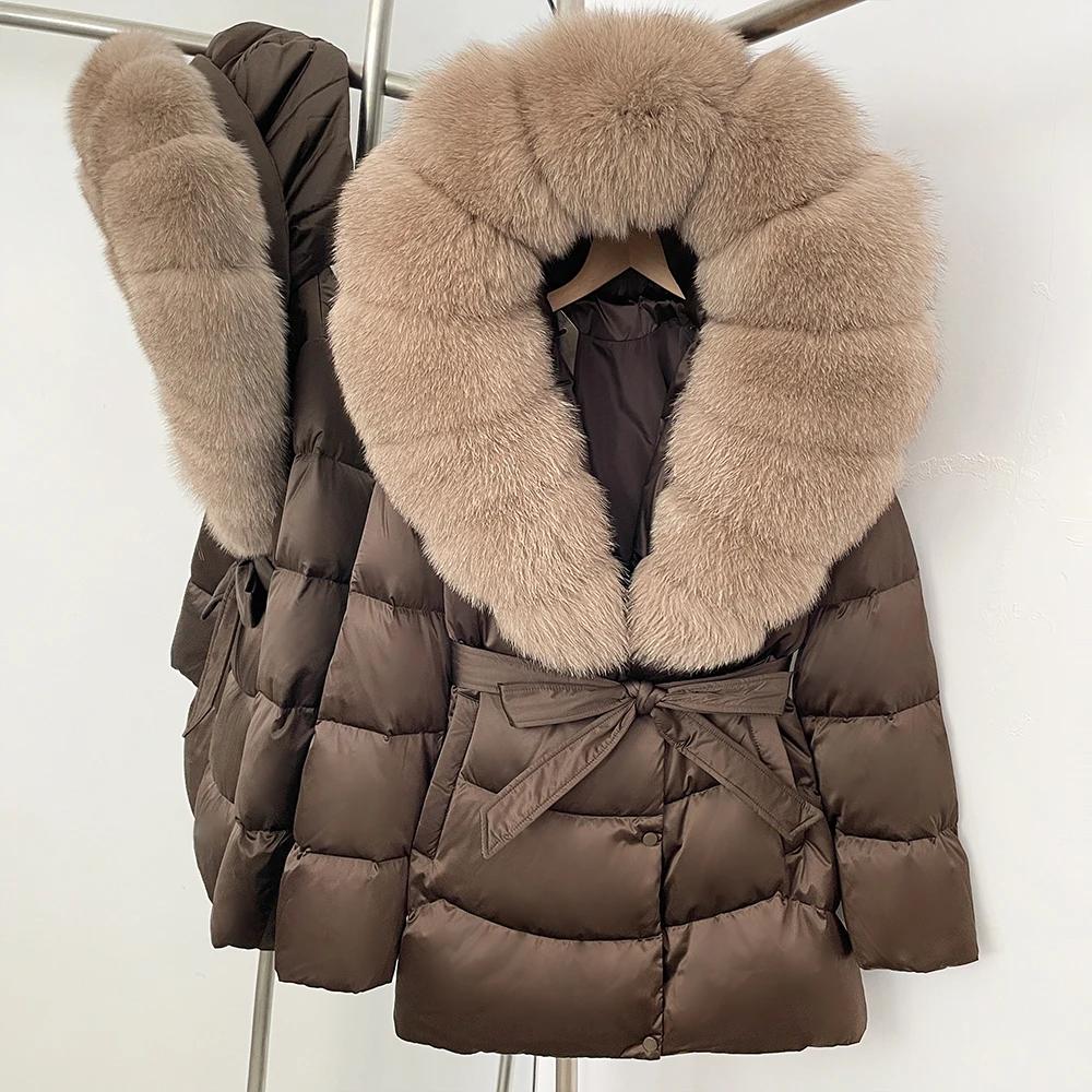 OFTBUY Luxury Large Natural Silver Fox Fur Hooded Thick Warm Female Parkas Waterproof 2025 Winter 90% Duck Down Jacket Women