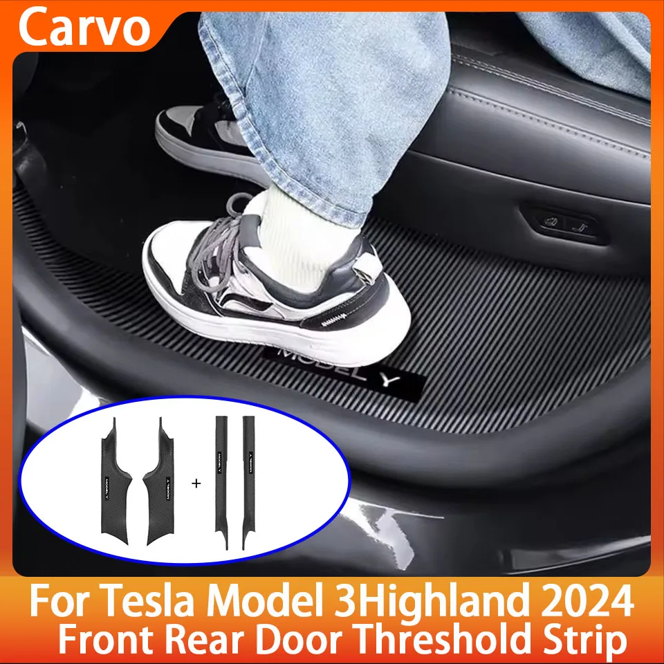 

ForTesla Model3/Y Highland 24-25ABS Front Rear Door Sill Protector Threshold Strip Anti-kick Guard Panel Waterproof Pad 2 4 8PCS