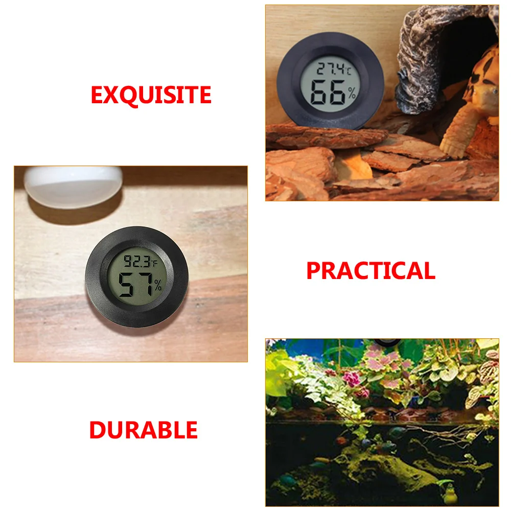 7 Pcs Humidity Meter Digital Thermometer Round -Hygrometer Hydrometer for Sensor Indoor Reptile Tank Accessories Monitor