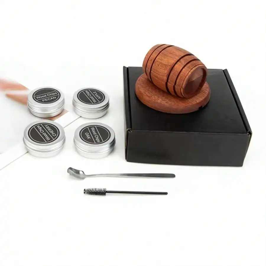Cocktail-Räucher-Set – Einzigartiges Bierfass-Design, Vintage-Räucherzubehör für Whiskey, Wein und Cocktails, perfekt für Barkeeper, ein Geschenk für Männer. – Detail 6