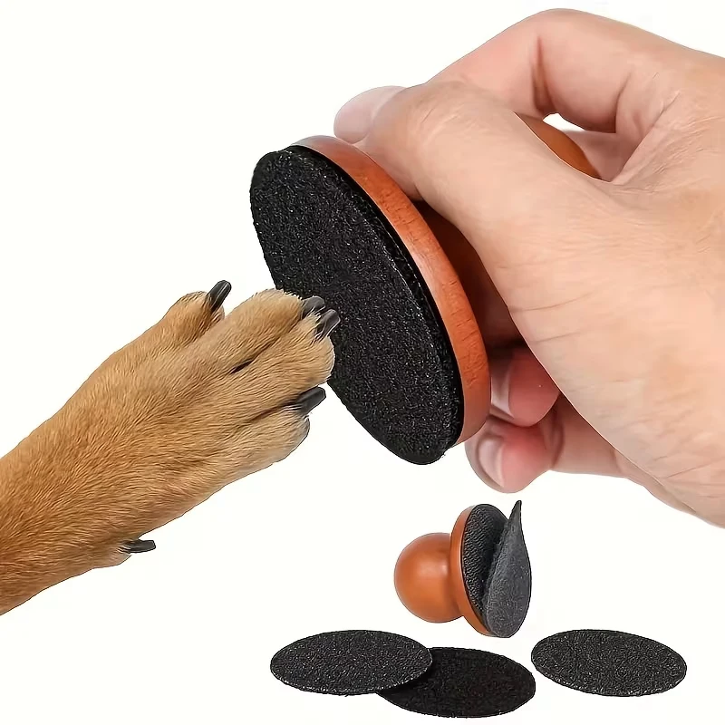 Pet Nail Care: Dog Nail File / Claw Grinder – Solid Wood Scratch Board for Cats and Dogs (Portable, Round, Battery-Free)