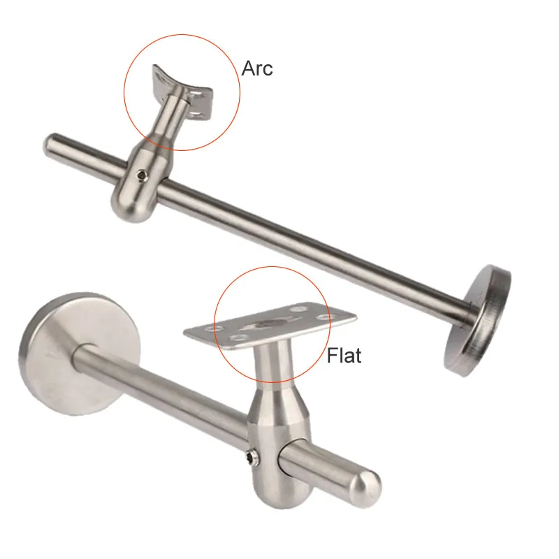 304 Stainless steel Stair handrail Bracket Adjustable length Stent support wall support Flat arc Fixed pallet Stairs accessories