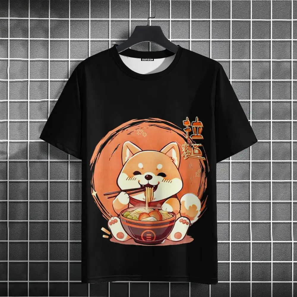 Japanese Anime Men's T-shirt Cartoon Cat T-shirt 3D Cartoon Print Short Sleeve Oversized Men's T-shirt New Summer Men's Clothing