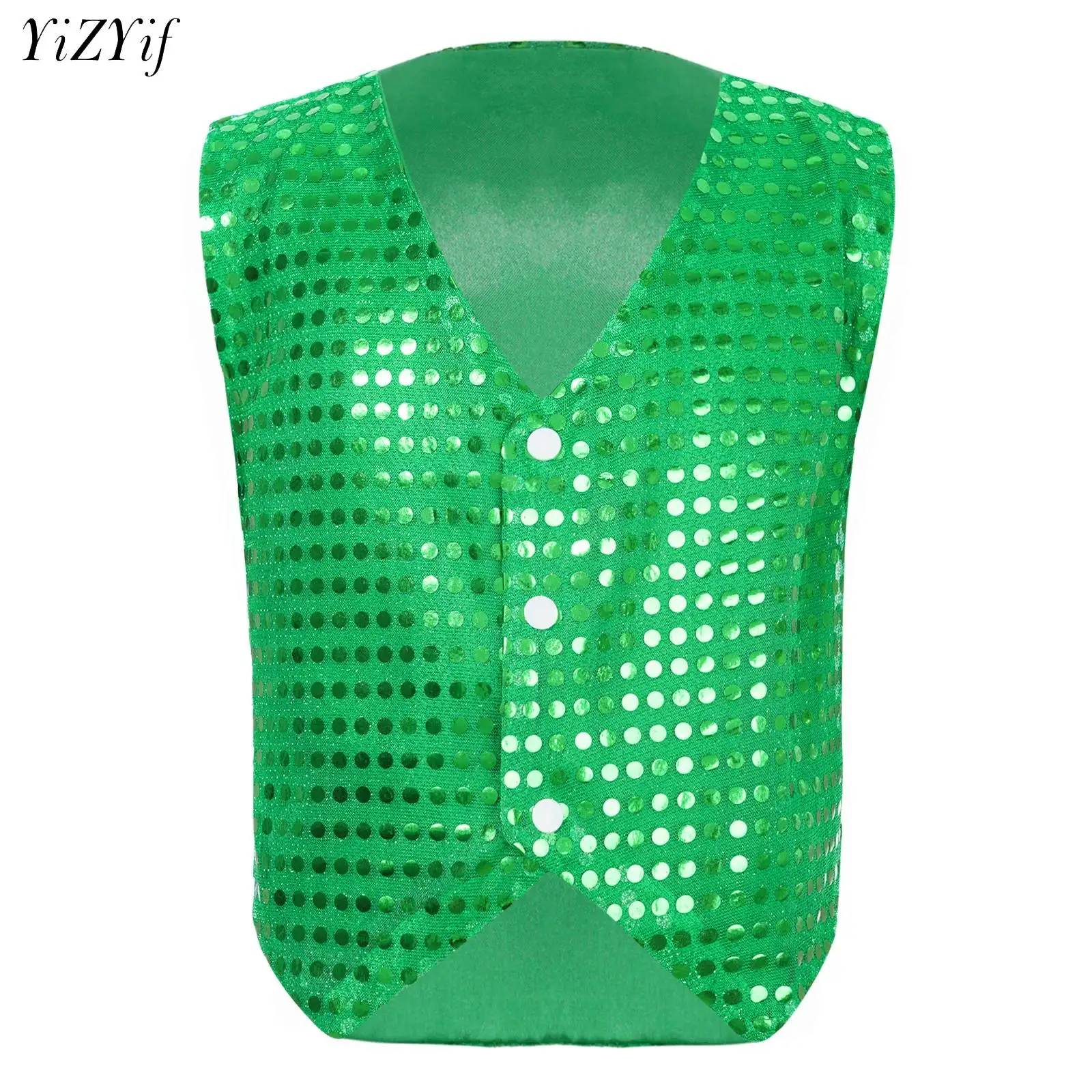 Bambini Brillanti Paillettes Vestiti Ragazzi Studenti Costumi di performance sul palco di Natale Bambini Hip-hop Jazz Stage Dance Vest Gilet