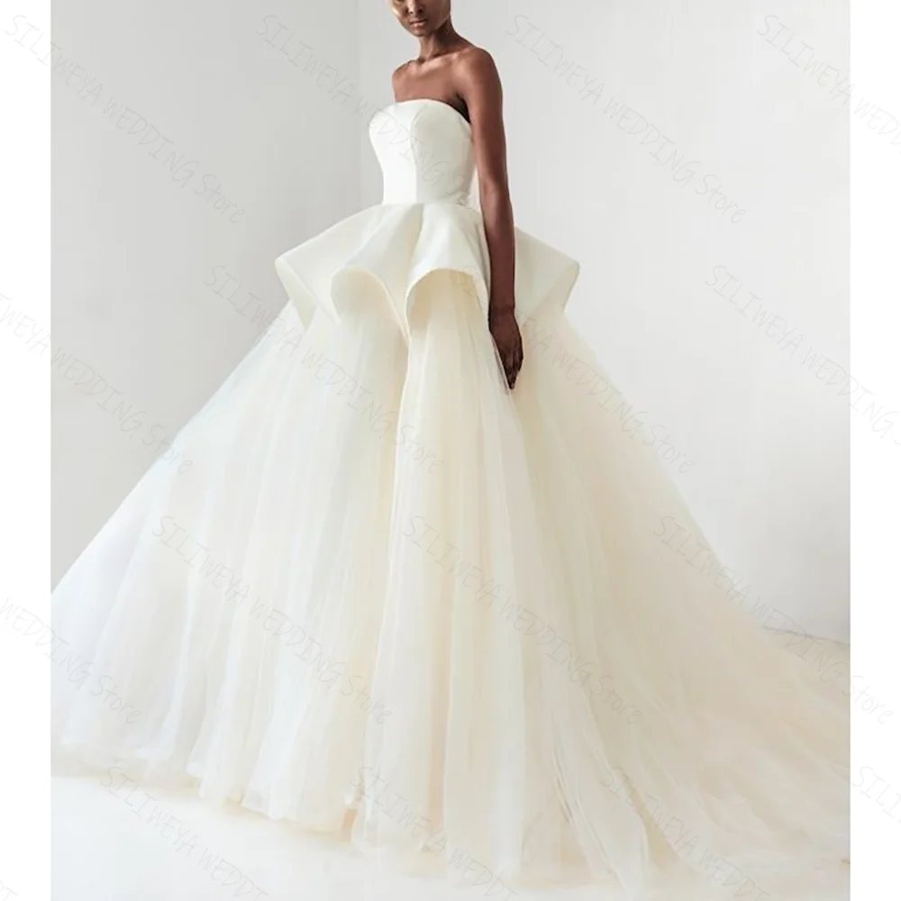 Vestido De noche De gama alta, blanco, sin espalda, sin tirantes, largo hasta el suelo, corte en A, Formal, para fiesta De graduación, Vestidos De Fiesta