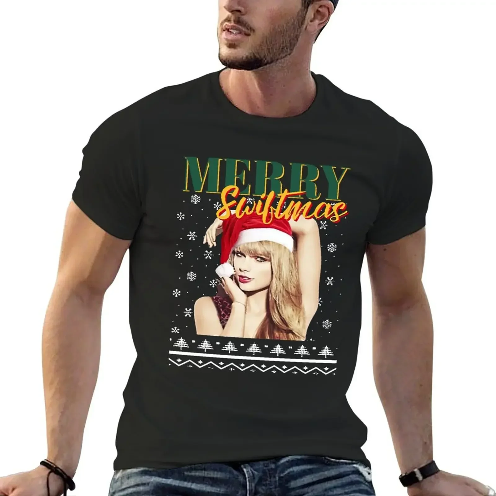 Merry Swiftmas art T-Shirt kawaii clothes customizeds summer clothes men workout shirt