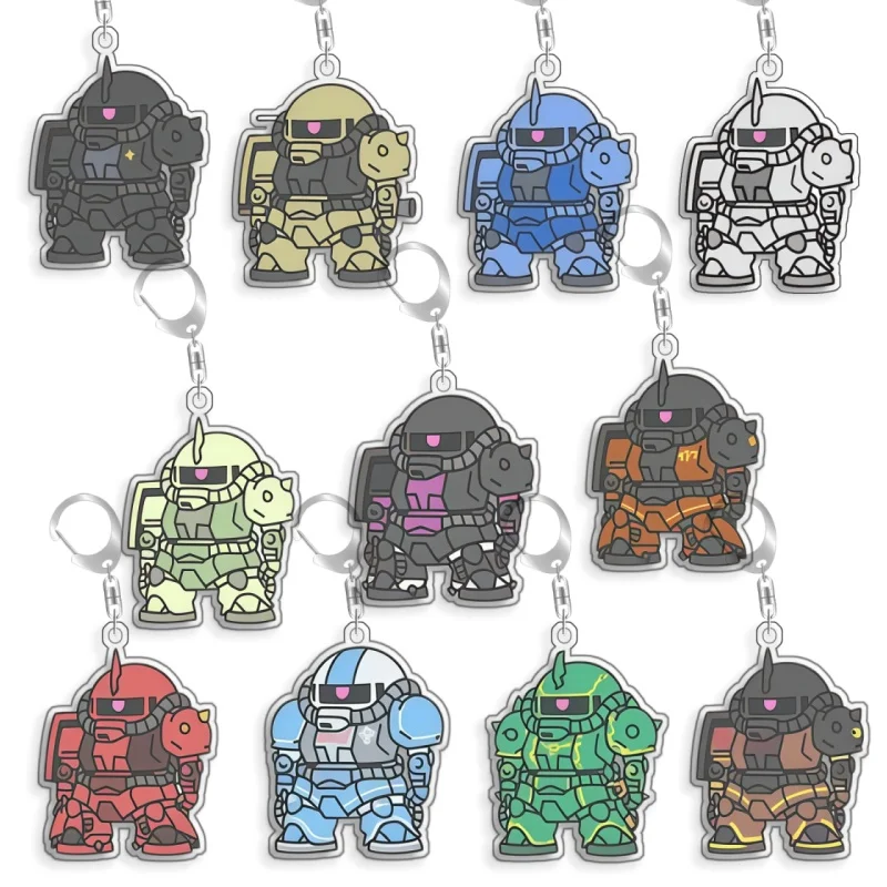 Porte-clés pour Gundam MS-06S Zaku II, pendentif de sac à dos blanc, cadeau pour les fans d'anime et de jeux, décoration en acrylique recyclé, carte rare, jouet