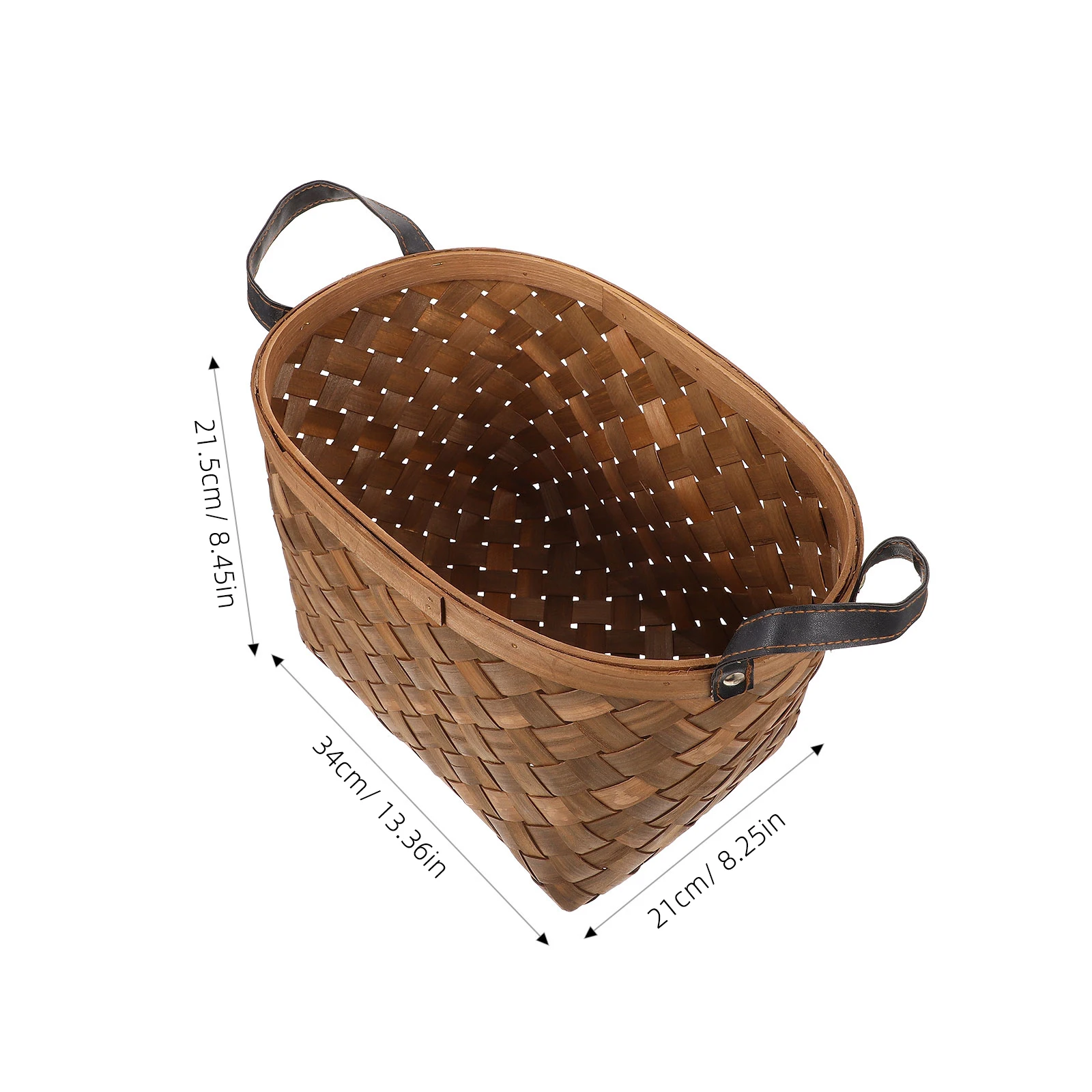 

1pc Simple Woven Storage Large Capacity Natural Wooden Handmade Flower Fruit Decorative Handheld Sundries Basket Outdoor Picnic