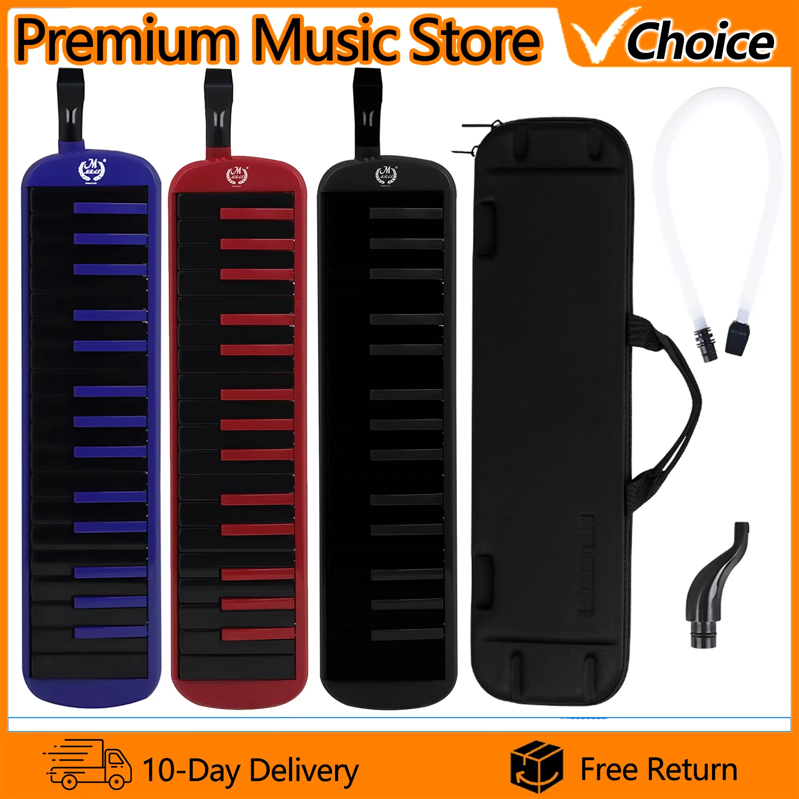 M MBAT 32-Keys Piano Melodica Keyboard Musical With Carrying Bag Accessories Music Lovers Beginners Gift ABS Brass Soundboard