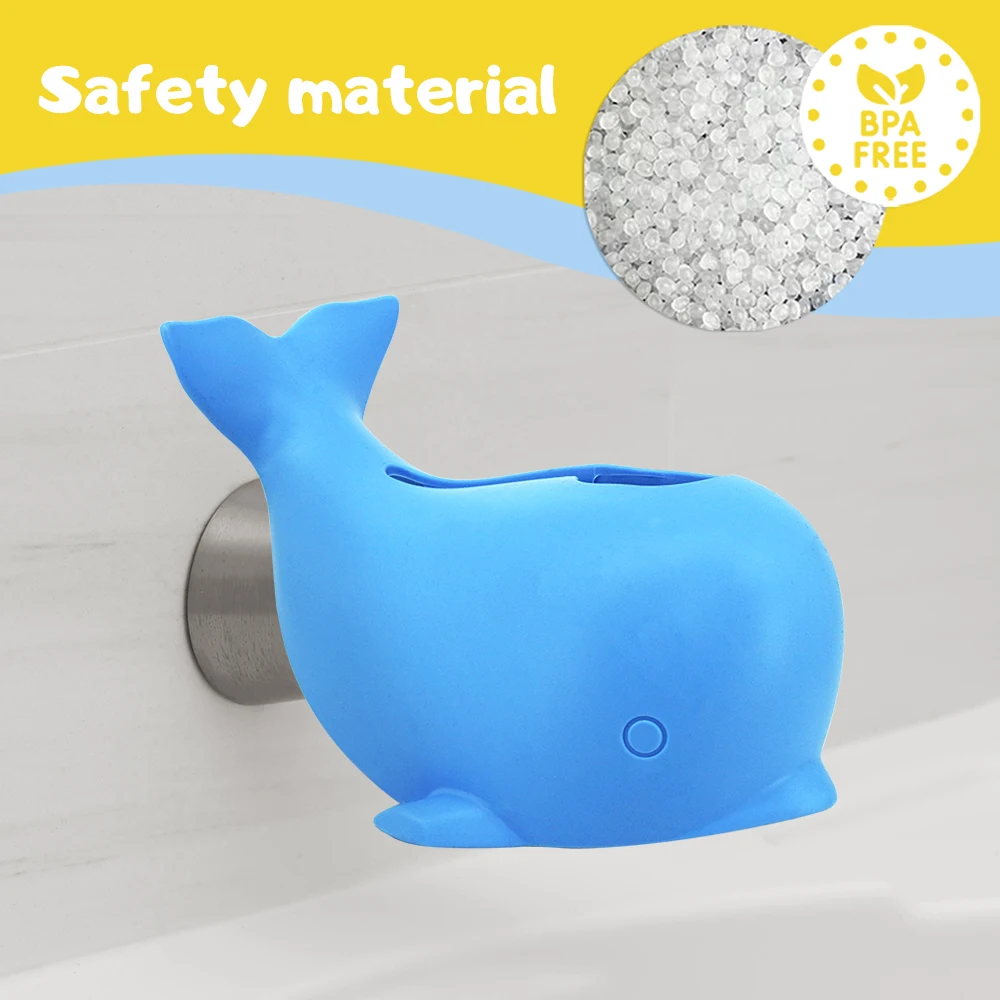 1PC Whale shaped bathtub faucet cover, safety bathtub nozzle protector, adjustable strap, collision buffer