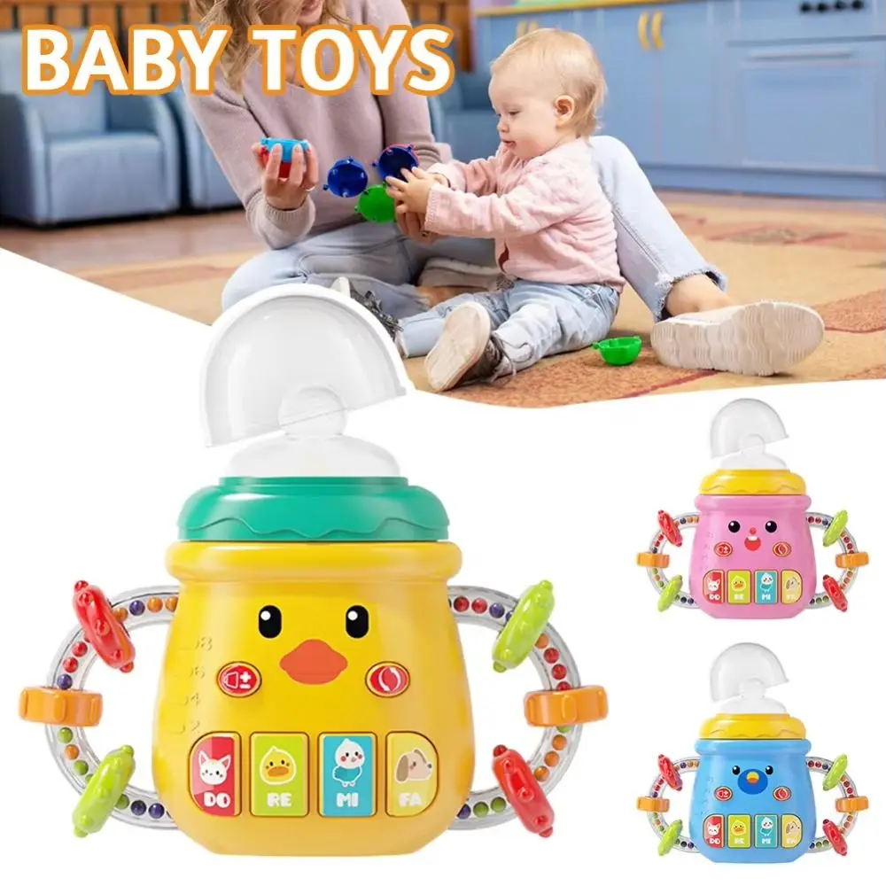 Newborn Baby Bottle Toy Soft Teether Rattles Mobile Toddler Toys Soothing Vocal Music Educational Musical Feeding Bottle Toy