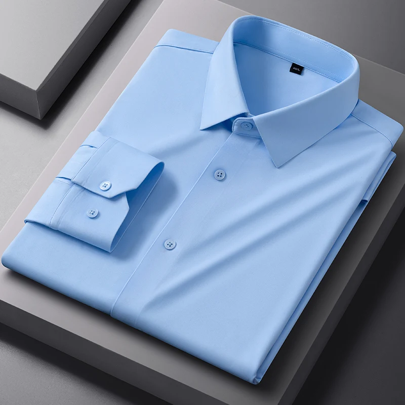 Hoge Stretch Anti-Rimpel Herenoverhemden Lange Mouwen Dress Shirts Heren Fit Sociale Business Blouse Sociaal Overhemd Herenkleding S-4XL