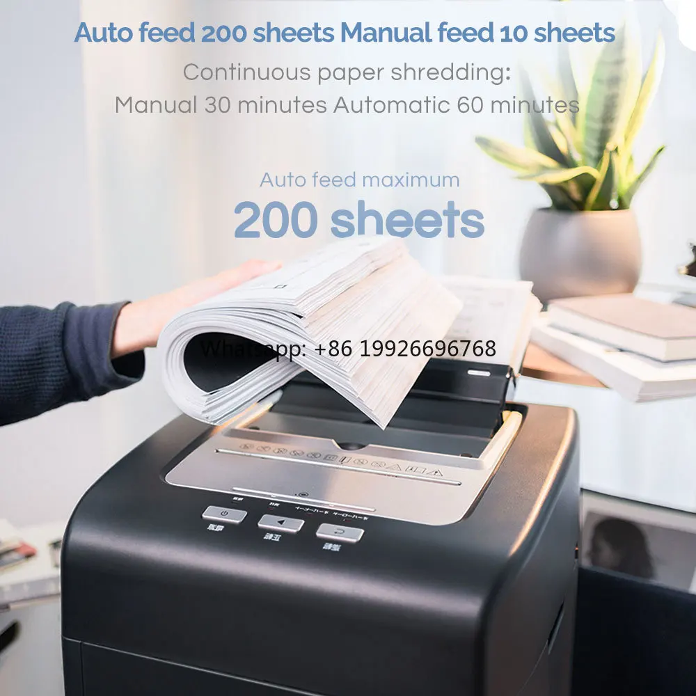 

Heavy Auto Feed P5 35L 200 Sheet Micro Cut CE FCC Paper Shredder Machine for Office/Industrial Use factory