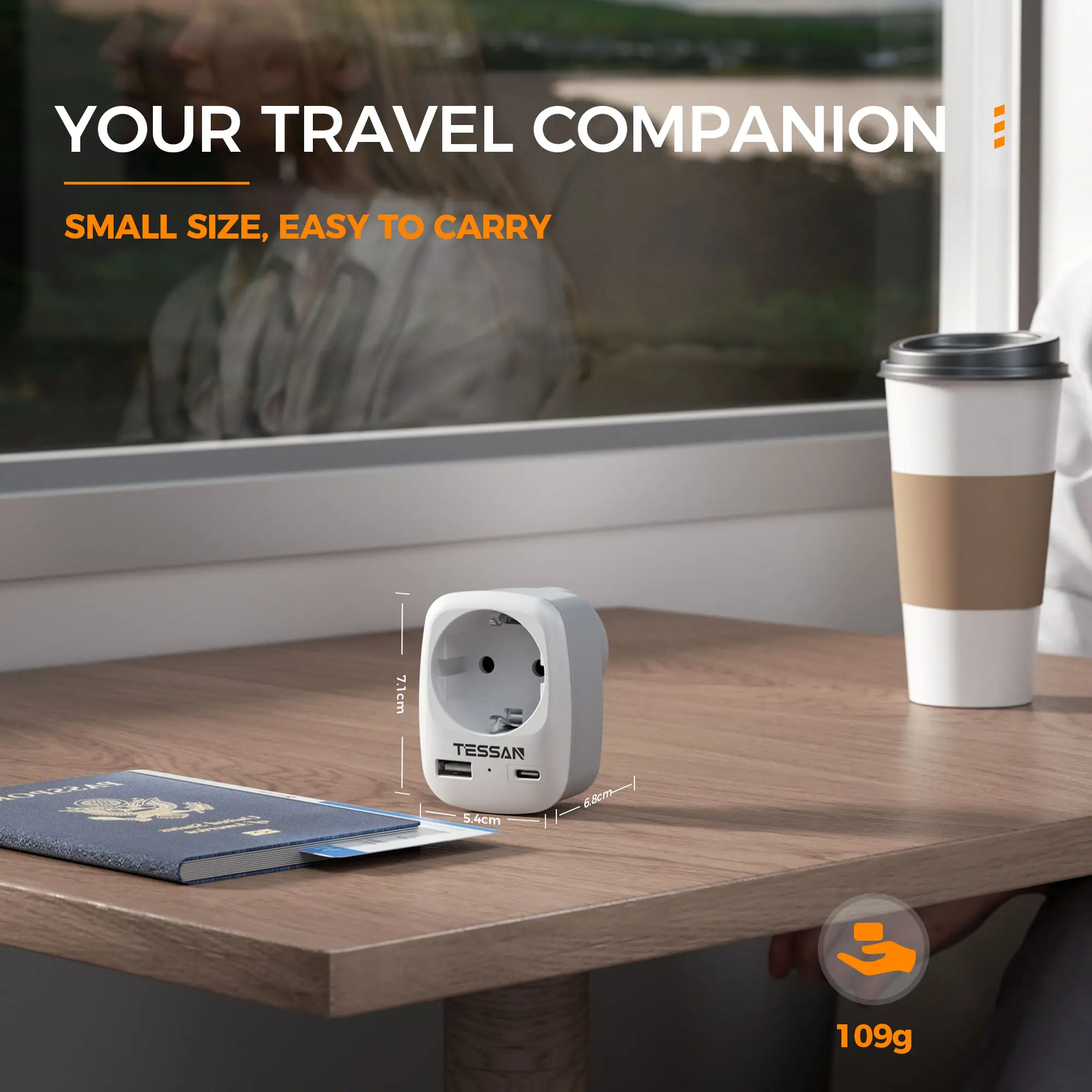 TESSAN Travel Adapter USA Adapter America Europe Plug with 2 USB 2.4A Socket Adapter Travel Plug Power Adapter for Canada Mexico
