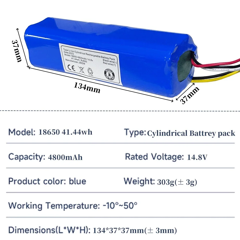 Batería de iones de litio para robot aspirador, pila de 14,8 V y 4800mAh adecuada para CECOTEC CONGA 4090, 5090, 3090, 1690, 1890, 2090