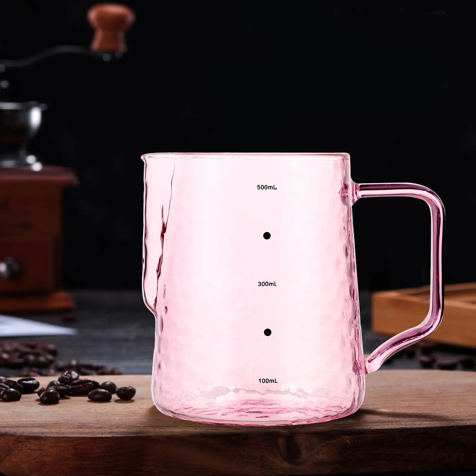 1Pcs Premium Borosilicate Glass Coffee Pot Milk Jar Graduated Measuring Scale Stable Base Ergonomic Grip for Office