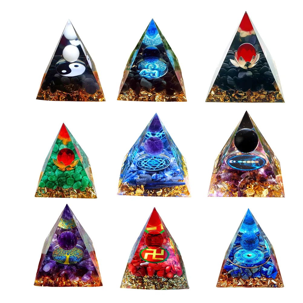 Kristall pyramide Skulptur kreative Kunst Statue natürliche Kristall Energie Orgon Figur Ornament Outdoor Dekor liefert