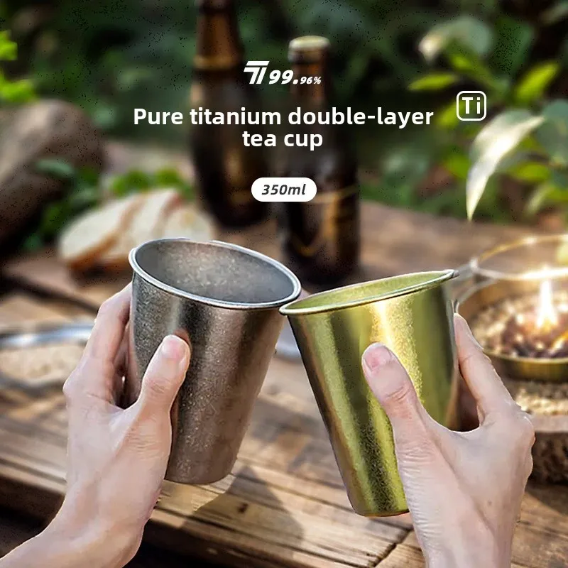 Pure titanium single-layer beer mug, 350ml, daily drinking coffee juice drink cup