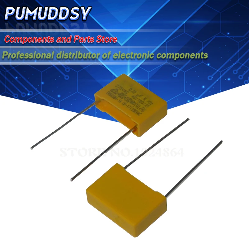 10PCS 220nF capacitor X2 capacitor 275VAC Pitch 275V 10mm X2 Polypropylene film capacitor 0.22uF